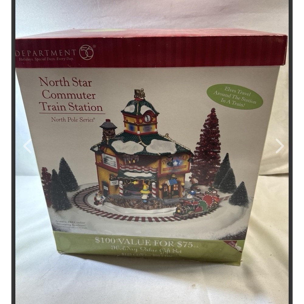Dept. 56 North Star Commuter Train Station (COMPLETE) North Pole Series